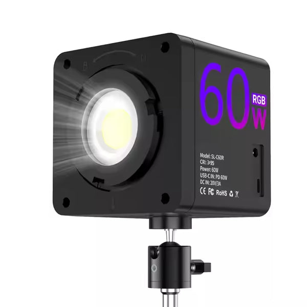 Mamen SL-C60R BI Color + RGB LED Video Light With Built In Battery Power Portable Cob Photography Light