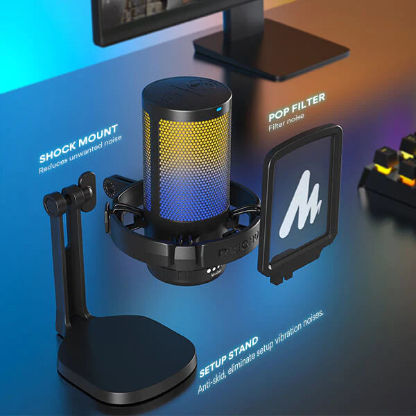 DM 20 GamerWave Condenser USB Gaming RGB Microphone (Noise Cancelling)
